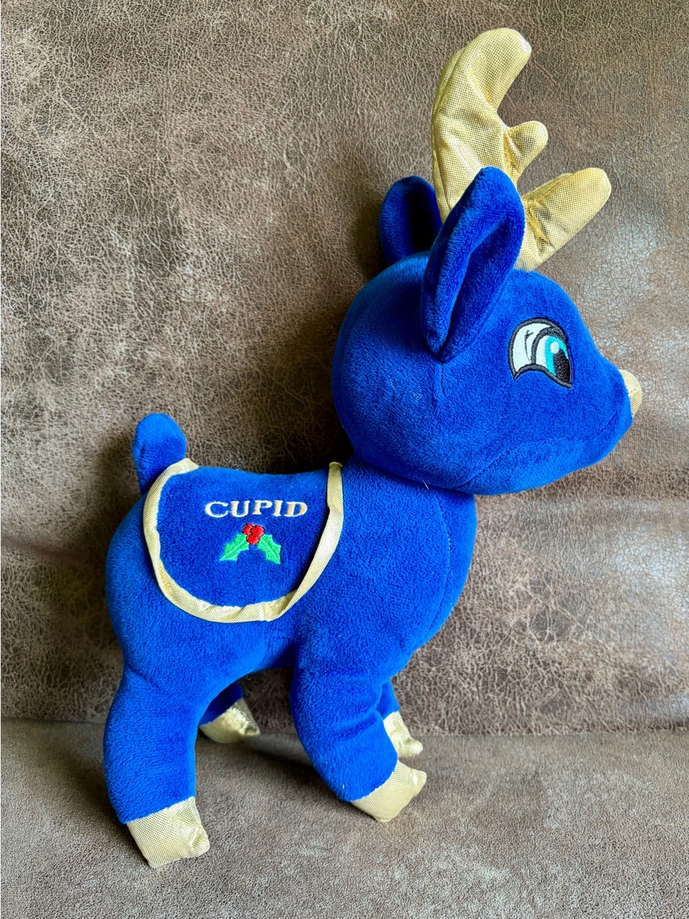 14” Kellytoy Sugar Loaf Santa’s Classic Reindeer Collection "Cupid" blue plush